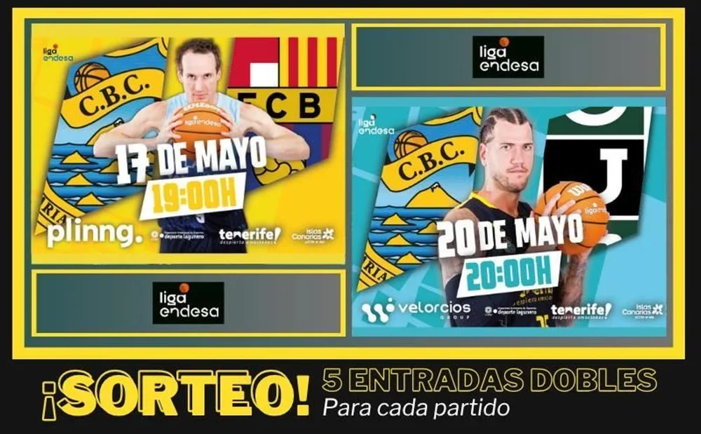 EL DÍA sortea cinco entradas dobles para cada uno de los partidos que disputará el La Laguna Tenerife frente al Barça, el 17/05, y ante el Joventut Badalona, el 20/05, en el Santiago Martín.